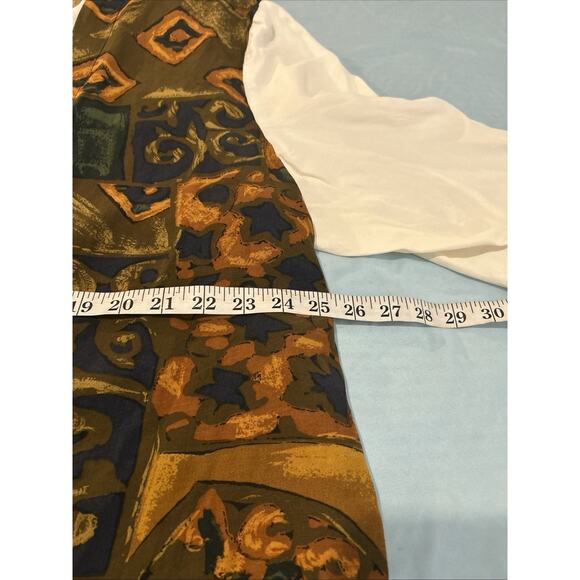 Vintage 80s/90s STUDIO Abstract Print Blouse/Vest Combo White Sleeves Size XL - Picture 7 of 8